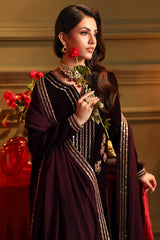 3-PC Embroidered Velvet Shirt with Embroidered Chiffon Dupatta and Trouser VVT4-014