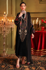 3-PC Embroidered Velvet Shirt with Embroidered Chiffon Dupatta and Trouser VVT4-02