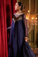 3-PC Embroidered Organza Shirt with Dupatta and Trouser CMA-4-010 BLUE