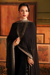 3-PC Embroidered Velvet Shirt with Embroidered Chiffon Dupatta and Trouser VVT4-07