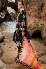 3-PC Embroidered Lawn Shirt with Embroidered Chiffon Dupatta and Trouser BAS5-07