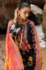 3-PC Embroidered Lawn Shirt with Embroidered Chiffon Dupatta and Trouser BAS5-07