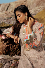 3-PC Embroidered Lawn Shirt with Embroidered Chiffon Dupatta and Trouser DSRB4-07