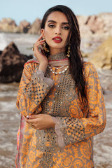 3-PC Unstitched Embroidered Lawn Shirt with Embroidered Chiffon Dupatta and Trouser AS4-09