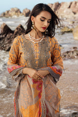 3-PC Unstitched Embroidered Lawn Shirt with Embroidered Chiffon Dupatta and Trouser AS4-09