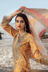 3-PC Unstitched Embroidered Lawn Shirt with Embroidered Chiffon Dupatta and Trouser AS4-09