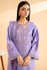 3-PC Embroidered Lawn Shirt with Embroidered Chiffon Dupatta and Trouser AS4-56