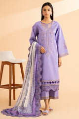 3-PC Embroidered Lawn Shirt with Embroidered Chiffon Dupatta and Trouser AS4-56