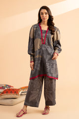 2-PC Printed Raw-Silk Shirt with Trouser CPM-4-33S