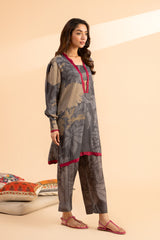 2-PC Printed Raw-Silk Shirt with Trouser CPM-4-33S