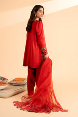 3-PC Embroidered Silk Shirt with Organza Dupatta and Trouser CNP-4-14S