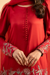 3-PC Embroidered Silk Shirt with Organza Dupatta and Trouser CNP-4-14S