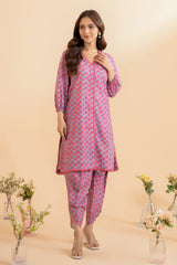 2-PC Printed Cotton Shirt with Trouser CPM-4-10S (PINK)