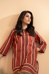 2-PC Printed Cotton Shirt with Trouser CPM-4-5S (RUST)