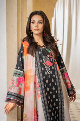 3-PC Printed Lawn Shirt with Printed Chiffon Dupatta and Trouser AS4-49