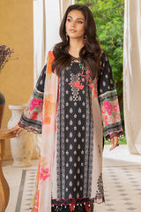 3-PC Printed Lawn Shirt with Printed Chiffon Dupatta and Trouser AS4-49