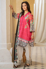 3-PC Unstitched Printed Lawn Shirt with Embroidered Chiffon Dupatta with Trouser AS4-39