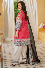 3-PC Unstitched Printed Lawn Shirt with Embroidered Chiffon Dupatta with Trouser AS4-39