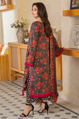 3-PC Printed Lawn Shirt with Embroidered Chiffon Dupatta and Trouser AS4-38