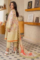 3-PC Unstitched Printed Lawn Shirt with Embroidered Chiffon Dupatta and Trouser AS4-33