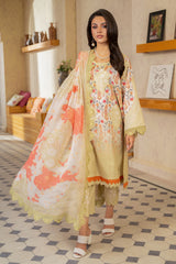 3-PC Unstitched Printed Lawn Shirt with Embroidered Chiffon Dupatta and Trouser AS4-33