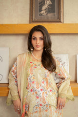 3-PC Unstitched Printed Lawn Shirt with Embroidered Chiffon Dupatta and Trouser AS4-33