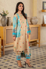 3-PC Unstitched Printed Lawn Shirt with Embroidered Chiffon Dupatta and Trouser AS4-43