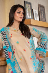 3-PC Unstitched Printed Lawn Shirt with Embroidered Chiffon Dupatta and Trouser AS4-43