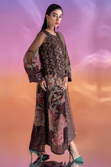 4-PC Embroidered Gown with Raw-Silk Shirt, Net Dupatta and Trouser STM-4-204