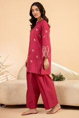 2-PC Embroidered Cotton Shirt with Trouser CNP-4-2AS (PINK)