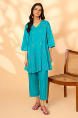 2-PC Embroidered Lawn Shirt with Trouser CNP-4-5S-02 (Ferozi)