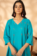 2-PC Embroidered Lawn Shirt with Trouser CNP-4-5S-02 (Ferozi)