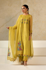 3-PC Embroidered Organza Shirt with Embroidered Organza Dupatta and Trouser CMA-4-33