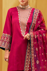 3-PC Embroidered Raw-Silk Suit CMA-5-131