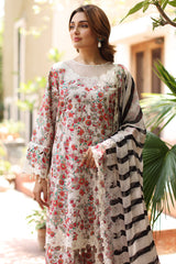 3-PC Unstitched Embroidered   Lawn  SLC27-06