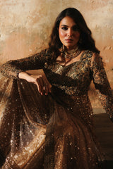 3-PC Embroidered  Net STM-5-015 - Peach