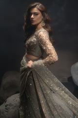 3-PC Embroidered Net Saree STM-5-04