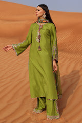 3-PC Embroidered Raw-Silk Suit CMA-5-105