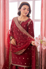 3-PC Embroidered Raw-Silk Suit CMA-5-077