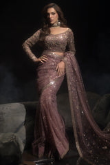 3-PC Embroidered Net Saree STM-5-013