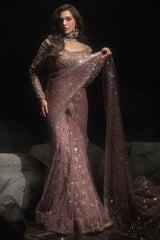 3-PC Embroidered Net Saree STM-5-013