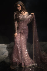 3-PC Embroidered Net Saree STM-5-013