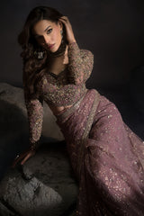 3-PC Embroidered Net Saree STM-5-013