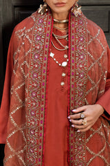 3-PC EMBROIDERED RAW-SILK SUIT CMA-5-140