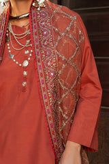 3-PC EMBROIDERED RAW-SILK SUIT CMA-5-140