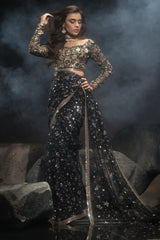 3-PC Embroidered Net Saree STM-5-05