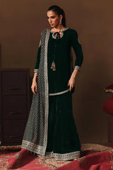 2-PC Embroidered Velvet Kaftaan with Silk Trouser VVT-5-17 BLUE