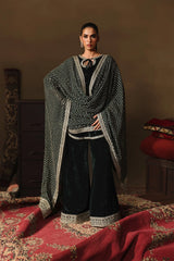 2-PC Embroidered Velvet Kaftaan with Silk Trouser VVT-5-17 BLUE