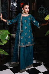 3-PC Embroidered Raw-Silk Suit CMA-5-146