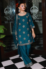 3-PC Embroidered Raw-Silk Suit CMA-5-146